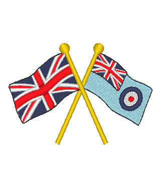 Crossed Flags Union Flag & Royal Air Force RAF Ensign  - Embroidered - Choose your Garment