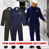 Personalised - Poly Cotton Work Coveralls Overalls (Black / Navy) vintage retro gas garage service station gasoline workshop work