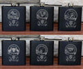 Gravierter/personalisierter Flachmann, 170 ml, Mattschwarz – Wappen/Schottisches Clan-Wappen