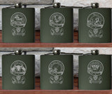 Engraved / Personalised Hipflask 6oz Matte Black - Coat of Arms / Scottish Clan Crest