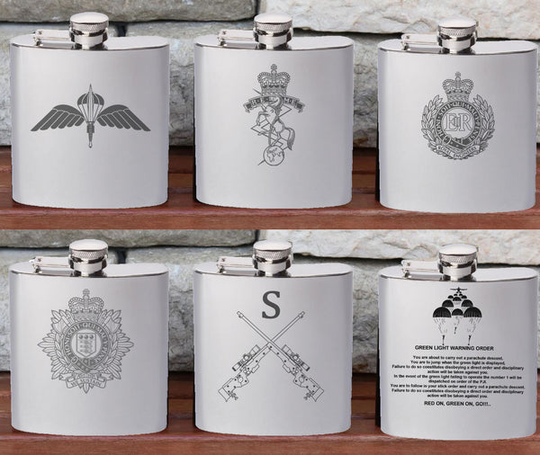 Personalised Gift Engraved / Personalised Hipflask 6oz polished steel logo & Text