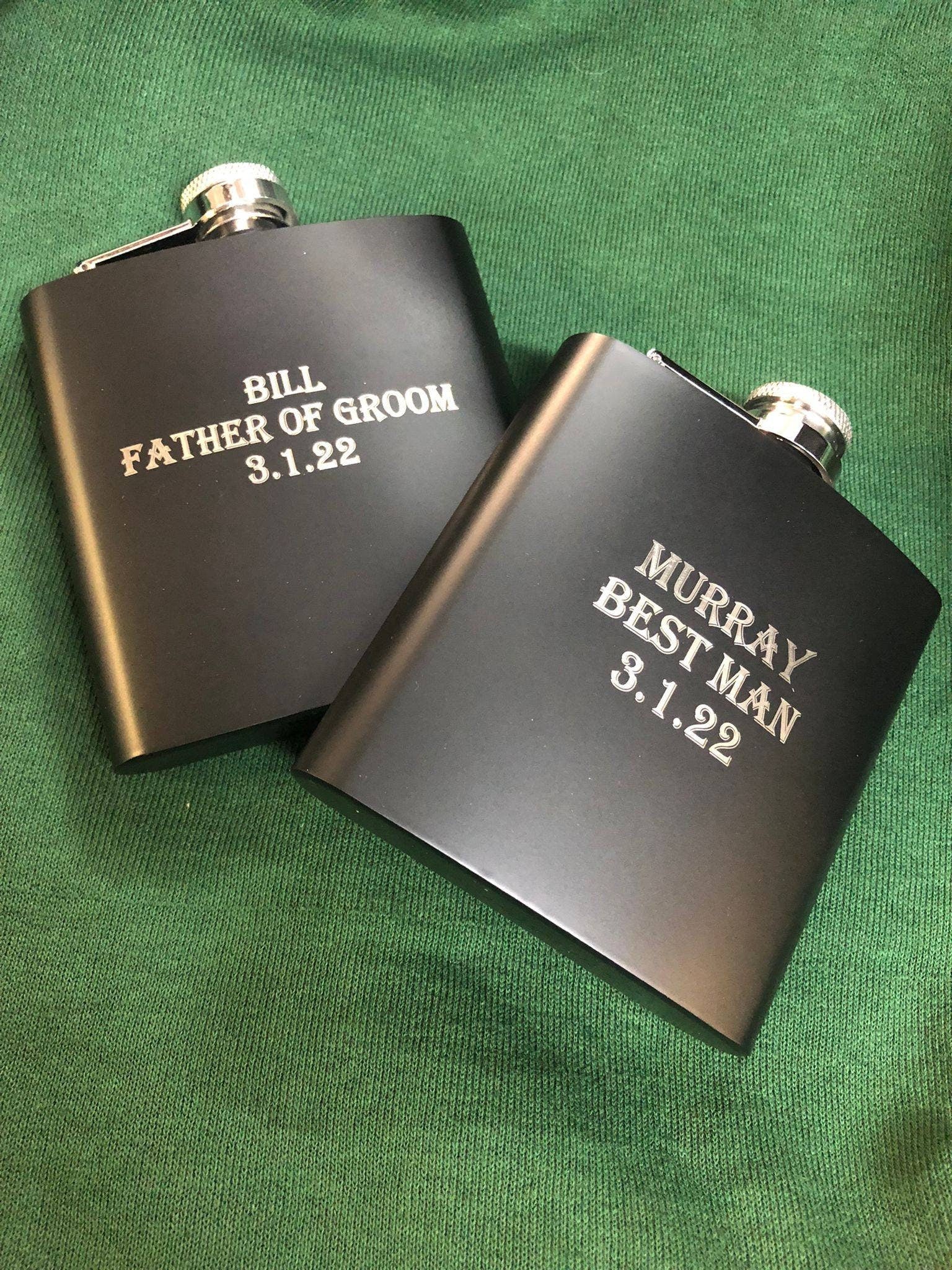 Personalised Gift Engraved / Personalised Hipflask 6oz Matte Black logo & Text