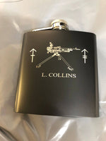 Personalised Gift Engraved / Personalised Hipflask 6oz Matte Black logo & Text