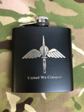 Personalised Gift Engraved / Personalised Hipflask 6oz Matte Black logo & Text