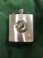 Personalised Gift Engraved / Personalised Hipflask 6oz polished steel logo & Text