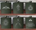 Personalised Gift Engraved / Personalised Hipflask 6oz Matte Olive Green logo & Text