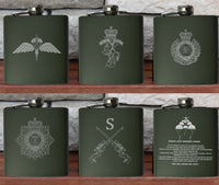 Personalised Gift Engraved / Personalised Hipflask 6oz Matte Olive Green logo & Text