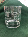 Engraved 'absent friends' whiskey Tumbler Glass 330ml sandblasted