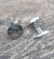 Personalised Engraved Cufflinks Anniversary Birthday Engagement Wedding Gift for Father Best Man Groom cufflink Regimental Cap Badge