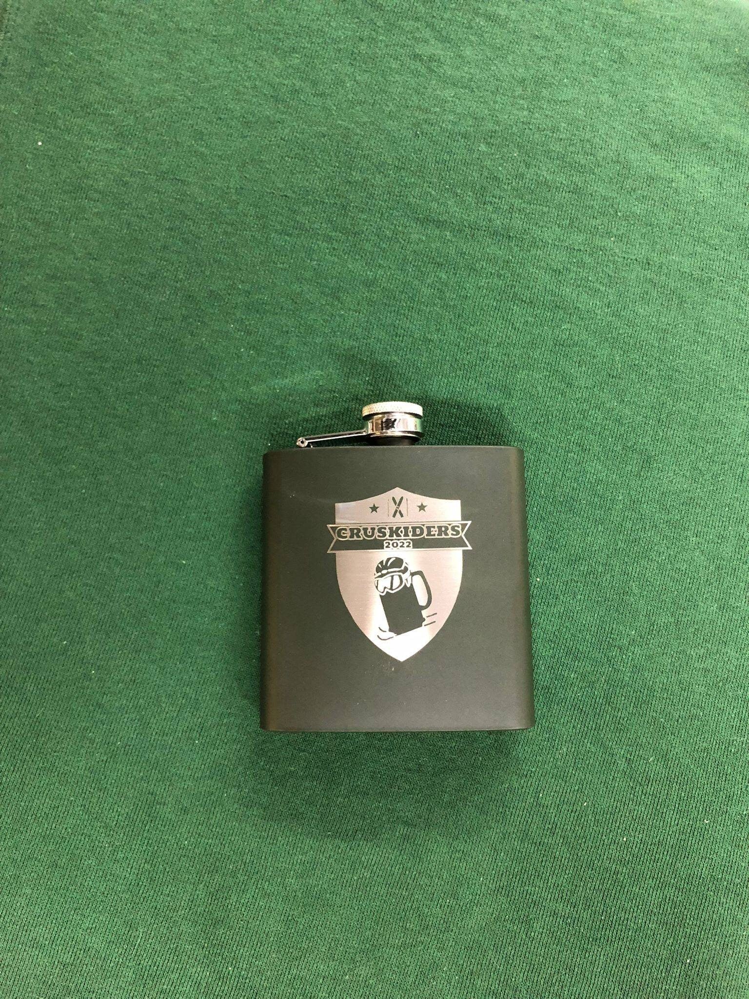 Personalised Gift Engraved / Personalised Hipflask 6oz Matte Olive Green logo & Text