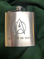 Personalised Gift Engraved / Personalised Hipflask 6oz polished steel logo & Text