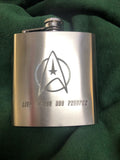Personalised Gift Engraved / Personalised Hipflask 6oz polished steel logo & Text