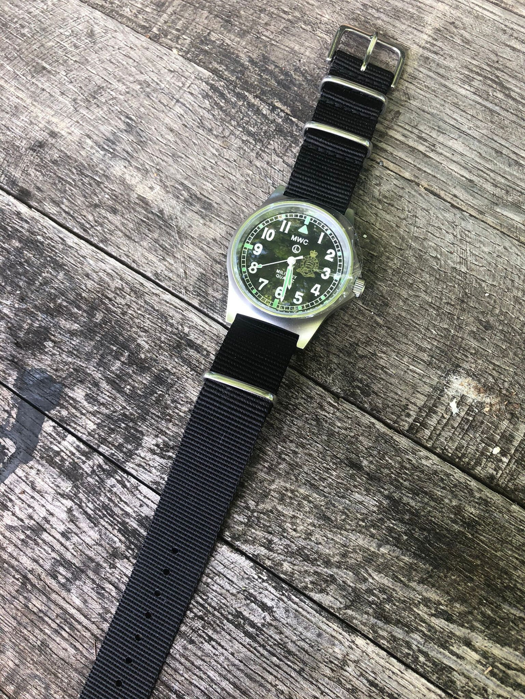 Military Watch MWC G10 LM Stainless Steel Military Watch (no date window) on a Grey NATO Strap - 50m Depth