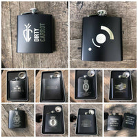 Personalised Gift Engraved / Personalised Hipflask 6oz Matte Black logo & Text