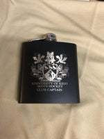 Personalised Gift Engraved / Personalised Hipflask 6oz Matte Black logo & Text - scottish scotland highland family crest clan shield totum