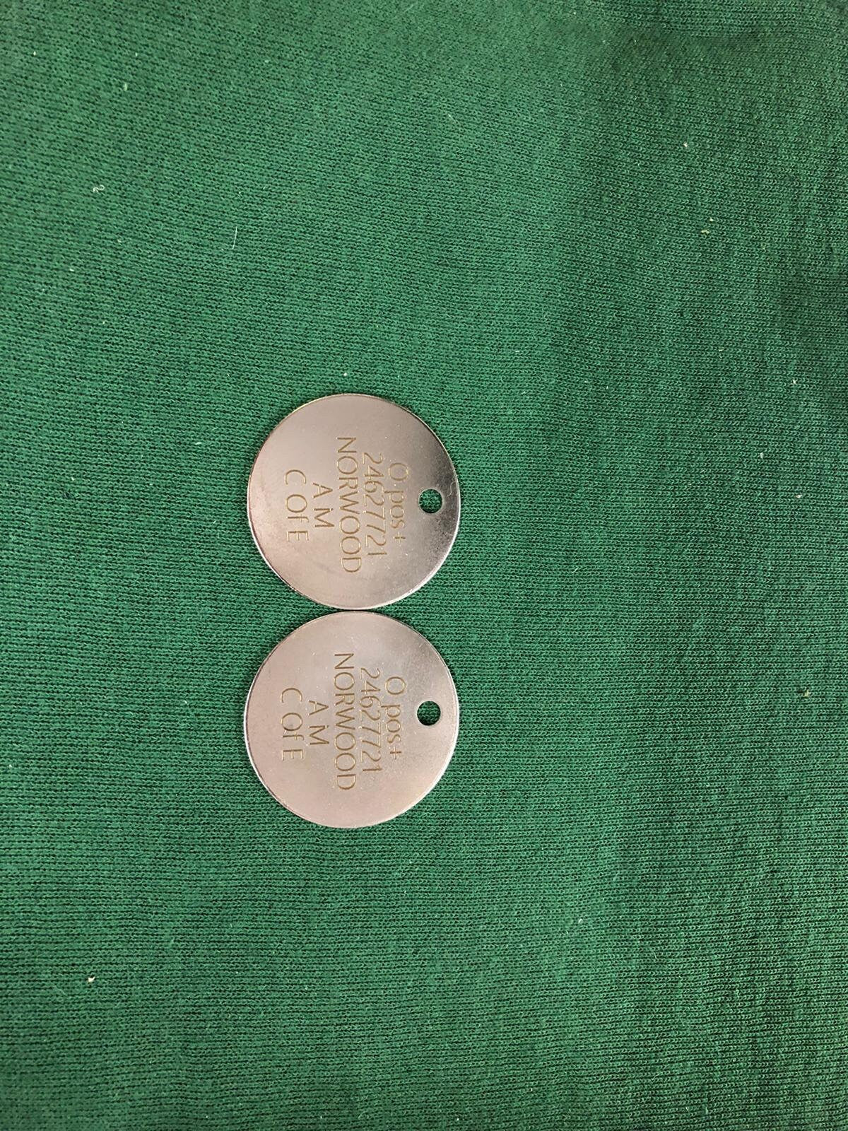 Engraved Current British Army Identification ID Dog Tags (same on both tags or different on both tags)