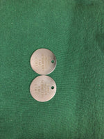 Engraved Current British Army Identification ID Dog Tags (same on both tags or different on both tags)