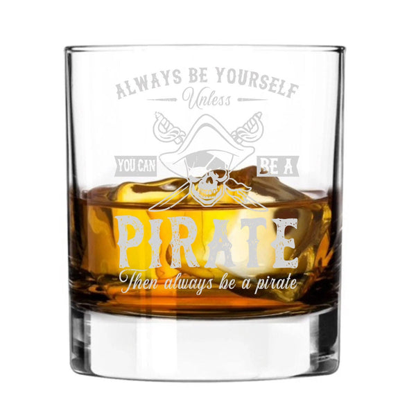 Pirate design Rum Glass - Engraved Whiskey Tumbler Glass 330ml - we can engrave any design