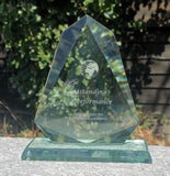 Personalised Engraved Jade Glass Presentation / Award / Trophy / Gift / Recognition / Gift boxed - arrow / flame / rounded