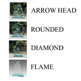 Personalised Engraved Jade Glass Presentation / Award / Trophy / Gift / Recognition / Gift boxed - arrow / flame / rounded