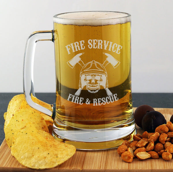 Fire & Rescue Service / Brigade Beer - beer pint glass tankard 660ml logo glass tumbler engraved sandblast - we can engrave any design