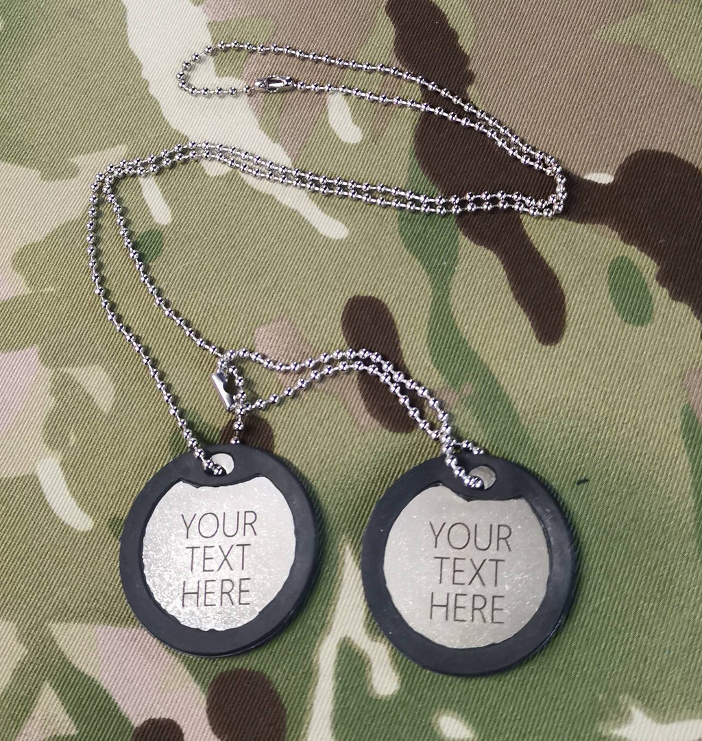 Engraved Current British Army Identification ID Dog Tags (same on both tags or different on both tags)