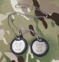 Engraved Current British Army Identification ID Dog Tags (same on both tags or different on both tags)