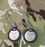 Engraved Current British Army Identification ID Dog Tags (same on both tags or different on both tags)