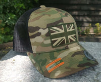 Subdued union jack / flag patch stitched cap Hat Flexfit yupoong multicam Camouflage classic trucker style snapback