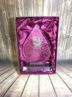 Personalised Engraved Jade Glass Presentation / Award / Trophy / Gift / Recognition / Gift boxed - arrow / flame / rounded