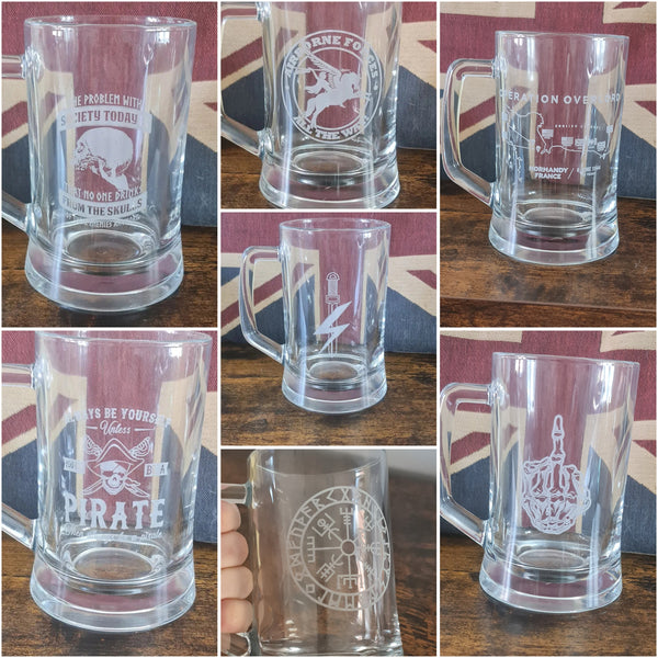 Custom beer pint glass tankard 660ml logo glass tumbler engraved sandblast - any design - message us