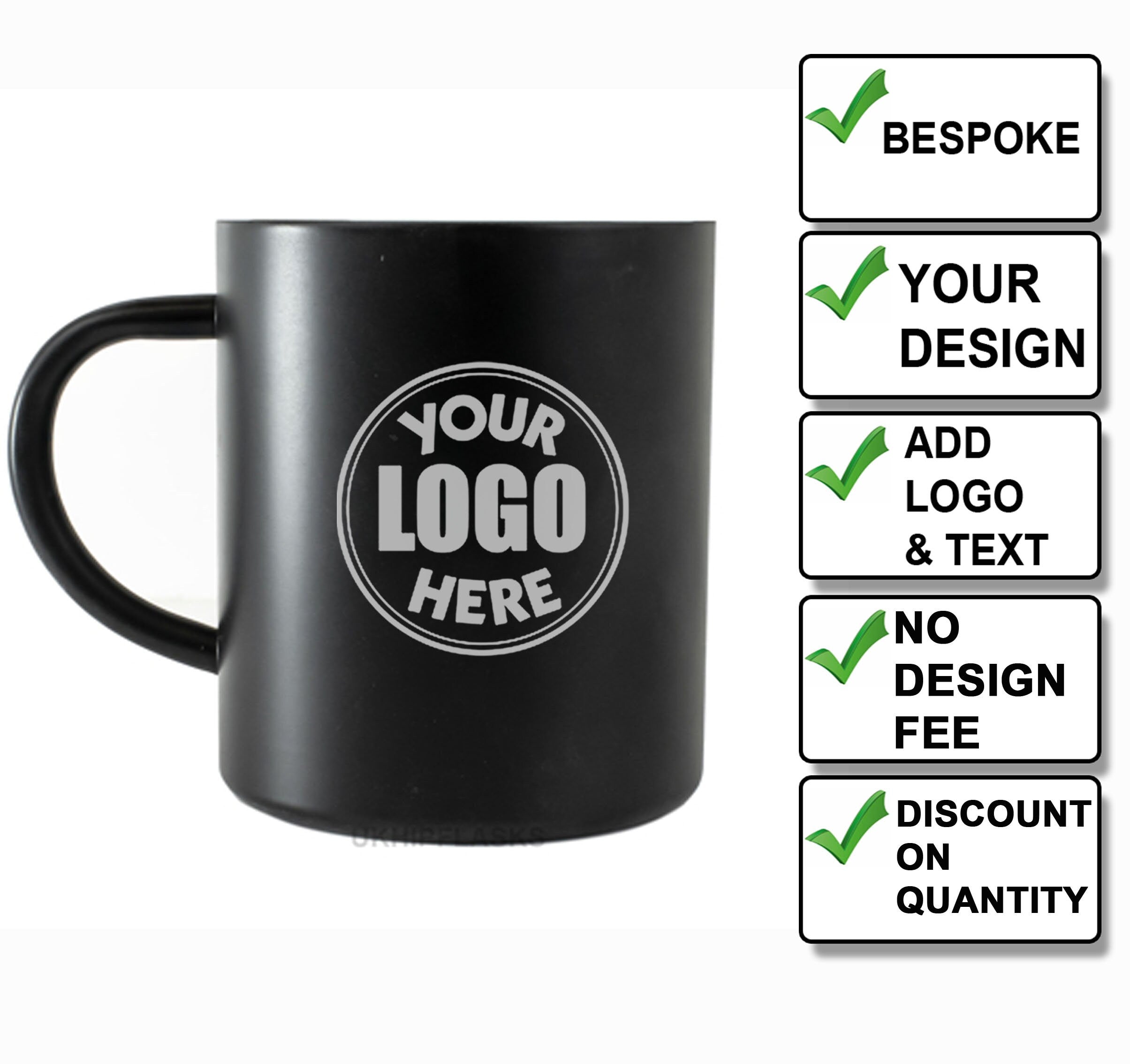 Engraved Stainless Steel Black Powder Coated Thermal Mug / Cup 400ml | RAF | Navy | Personalised Gift For Him | We Can engrave any design