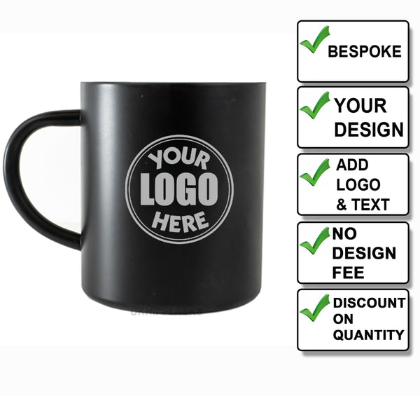Engraved Stainless Steel Black Powder Coated Thermal Mug / Cup 400ml | RAF | Navy | Personalised Gift For Him | We Can engrave any design