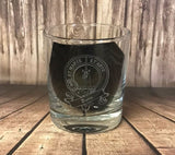 Scottish Clan Crest / family crest - Engraved Whiskey Tumbler Glass 330ml - we can engrave any design