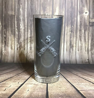 Sniper / crossed rifles - Engraved Hi Ball / Tall Tumbler / tall mixer Glass 290ml -army / navy / raf