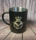 Engraved Stainless Steel Black Powder Coated Thermal Mug / Cup 400ml | RAF | Navy | Personalised Gift For Him | We Can engrave any design