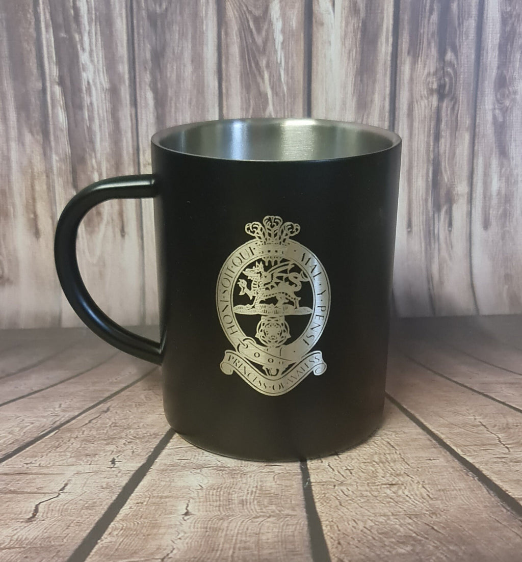 Engraved Stainless Steel Black Powder Coated Thermal Mug / Cup 400ml | RAF | Navy | Personalised Gift For Him | We Can engrave any design