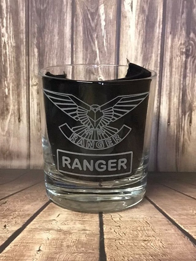 British Ranger Battalion - Engraved Whiskey Tumbler Glass 330ml - we can engrave any design