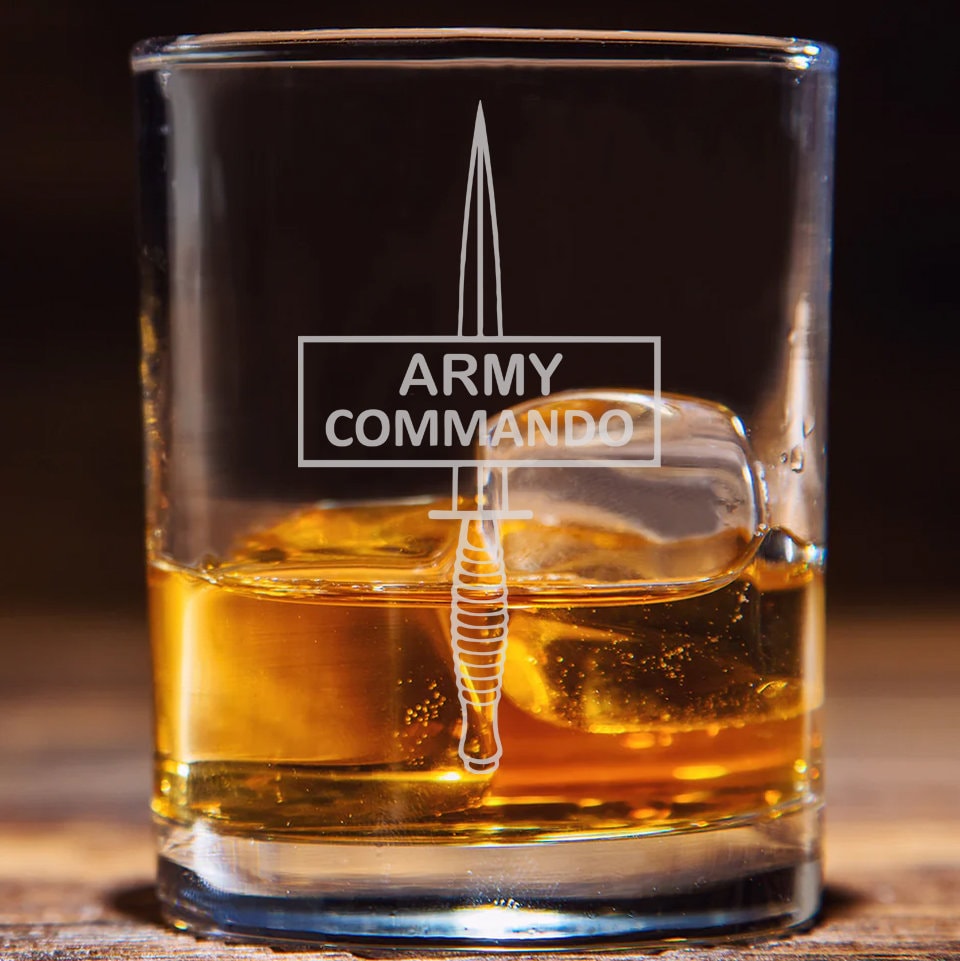 Army Commando RM Cdo - Engraved Whiskey Tumbler Glass 330ml - we can engrave any design - ctrm - fcf - fcrm