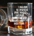 Veteran Anagram - Valor - Service - Hero - Patriot - Engraved Whiskey Tumbler Glass 330ml -Army / Navy / RAF / Marines / Police / Ambulance