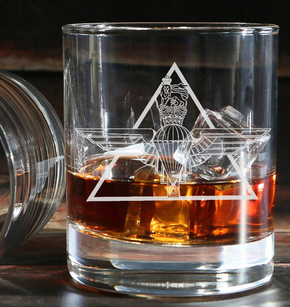 Parachute Regiment - Sniper / Patrols Platoon logo / motif - Engraved Whiskey Tumbler Glass 330ml - British Army Airborne Forces 16 AA BCT