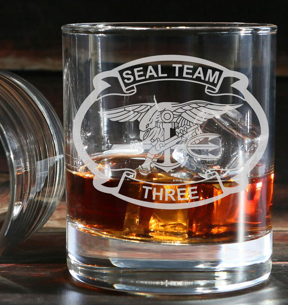 Sealteam 3 - Engraved Whiskey Tumbler Glass 330ml - we can engrave any design - devgru jsoc navy seal