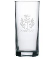 Scotland / Thistle - Engraved Hi Ball / Tall Tumbler/ tall mixer Glass 290ml - we can engrave any design -