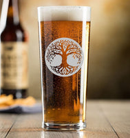 Tree of life celtic - bullet - Engraved Contemporary Slim Conical Pint Glass 570ml -