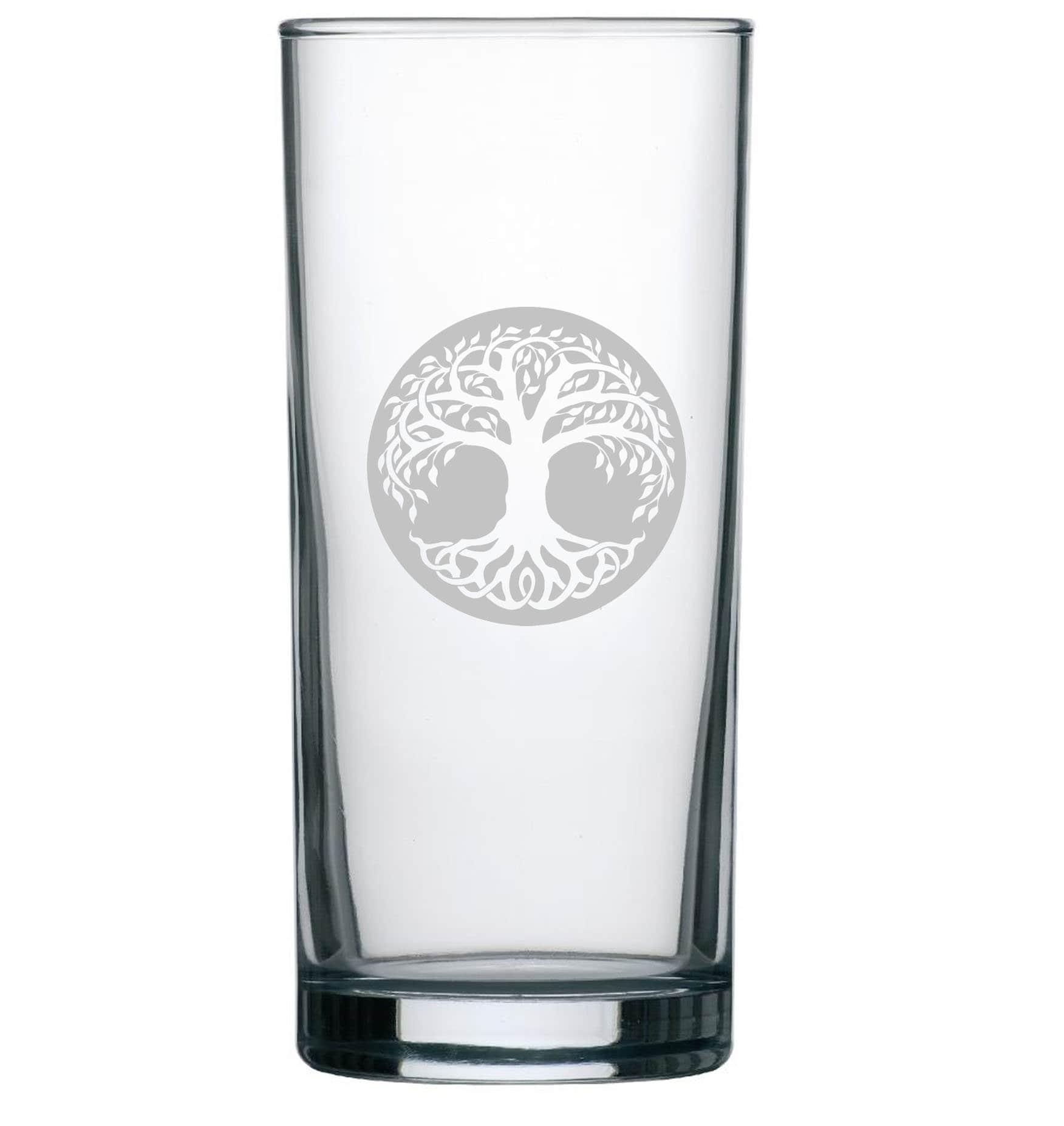 tree of life / Gaelic / celtic - Engraved Hi Ball / Tall Tumbler/ tall mixer Glass 290ml - we can engrave any design -