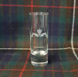 X2 (Pair) of Engraved Cap Badge / logo - tall slim contemporary Shot Glasses 60ml - submariner / Pegasus / commando / royal marines