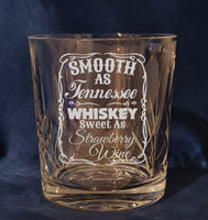 Smooth as whiskey sweet as / logo / motif - Engraved High Quality Heavy Sword cut pattern crystal whiskey Tumbler Glass 320ml