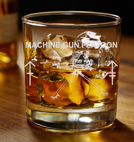 Machine Gun Platoon / Army / Infantry - Engraved Whiskey Tumbler Glass 330ml - we can engrave any design