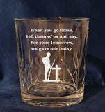 Kohima Epitaph / lest we forget / remembrance / poppy - Engraved High Quality Heavy Sword cut pattern crystal whiskey Tumbler Glass 320ml