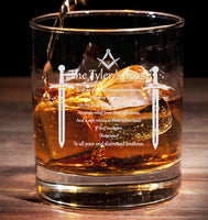 Tylers Toast / Engraved Freemason (Mason / Masonic) Tumbler Whiskey Tumbler Glass 330ml - low ball glass